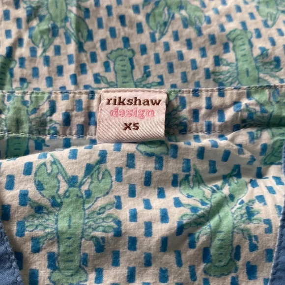 RIKSHAW DESIGN BOUTIQUE WOMENS COTTON BEACH COVER UP GREEN BLUE SUMMER SIZE XS - Picture 6 of 6